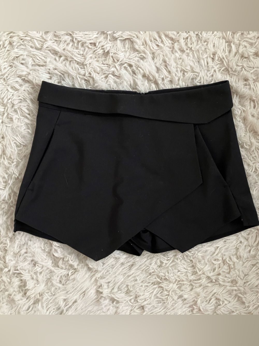 Zara Black Asymmetrical Wrap Skort Shorts